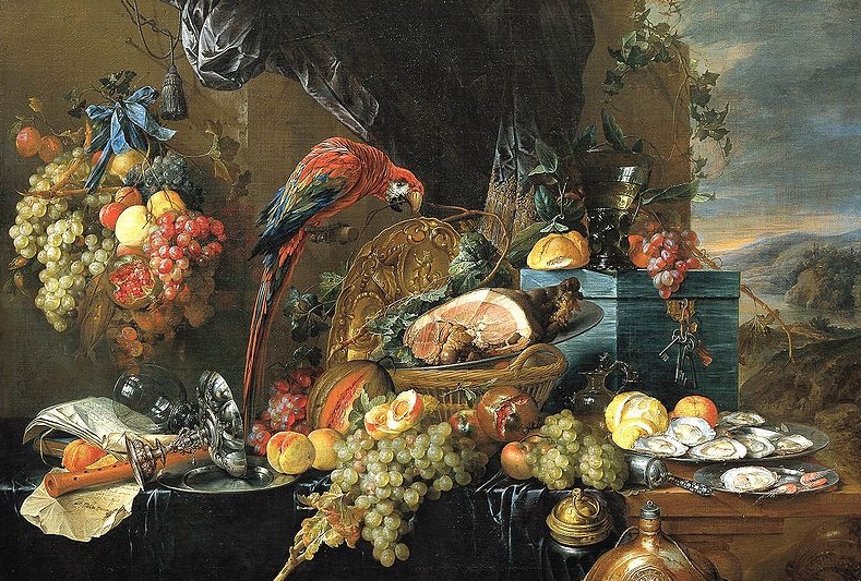 Jan Davidsz. de Heem A Richly Laid Table with Parrots